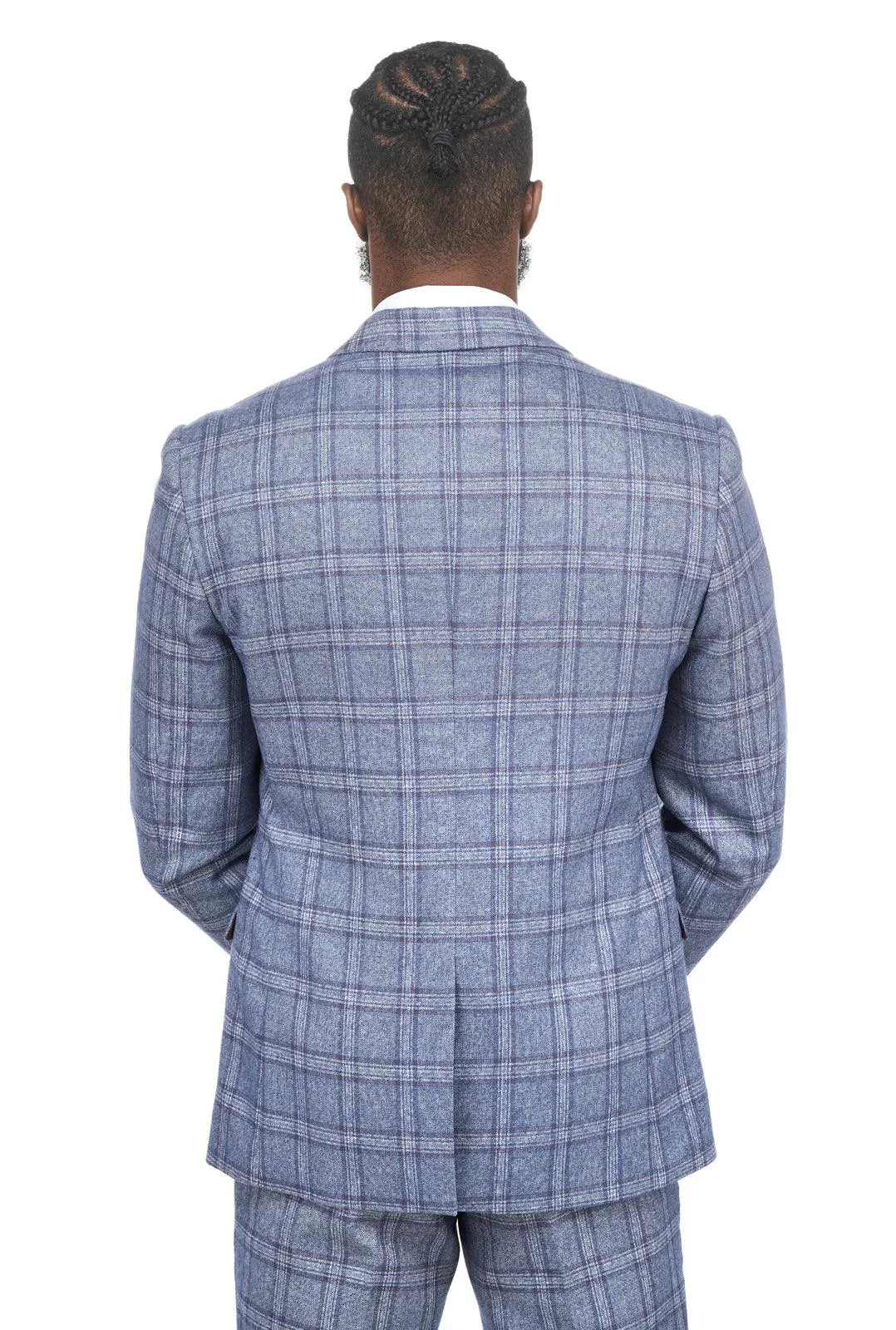 Abbott Blue Tweed Check Three Piece Suit | Wedding Suit | Party Wear | Office Wear | Check suit