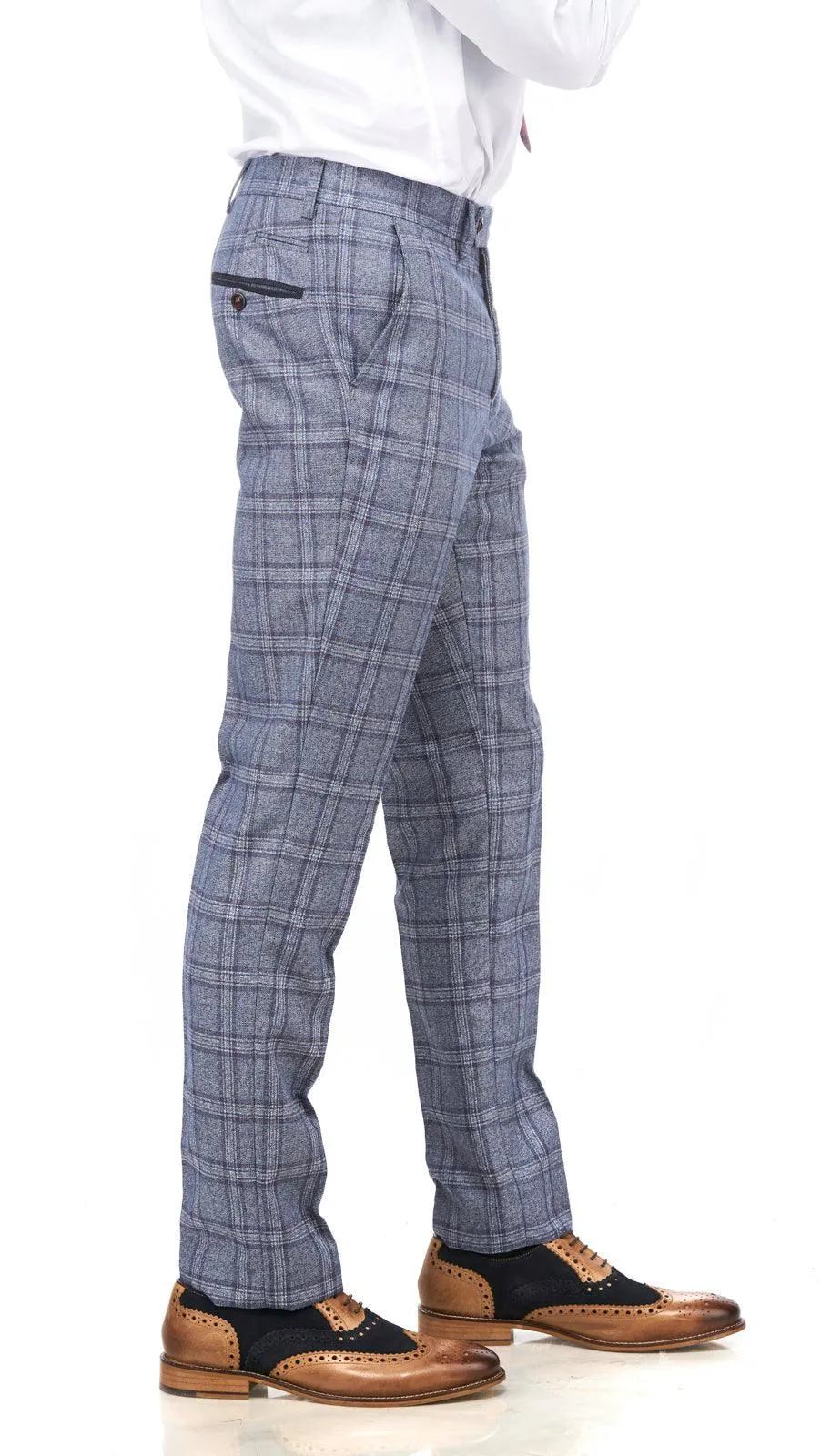 Abbott Blue Tweed Check Three Piece Suit | Wedding Suit | Party Wear | Office Wear | Check suit