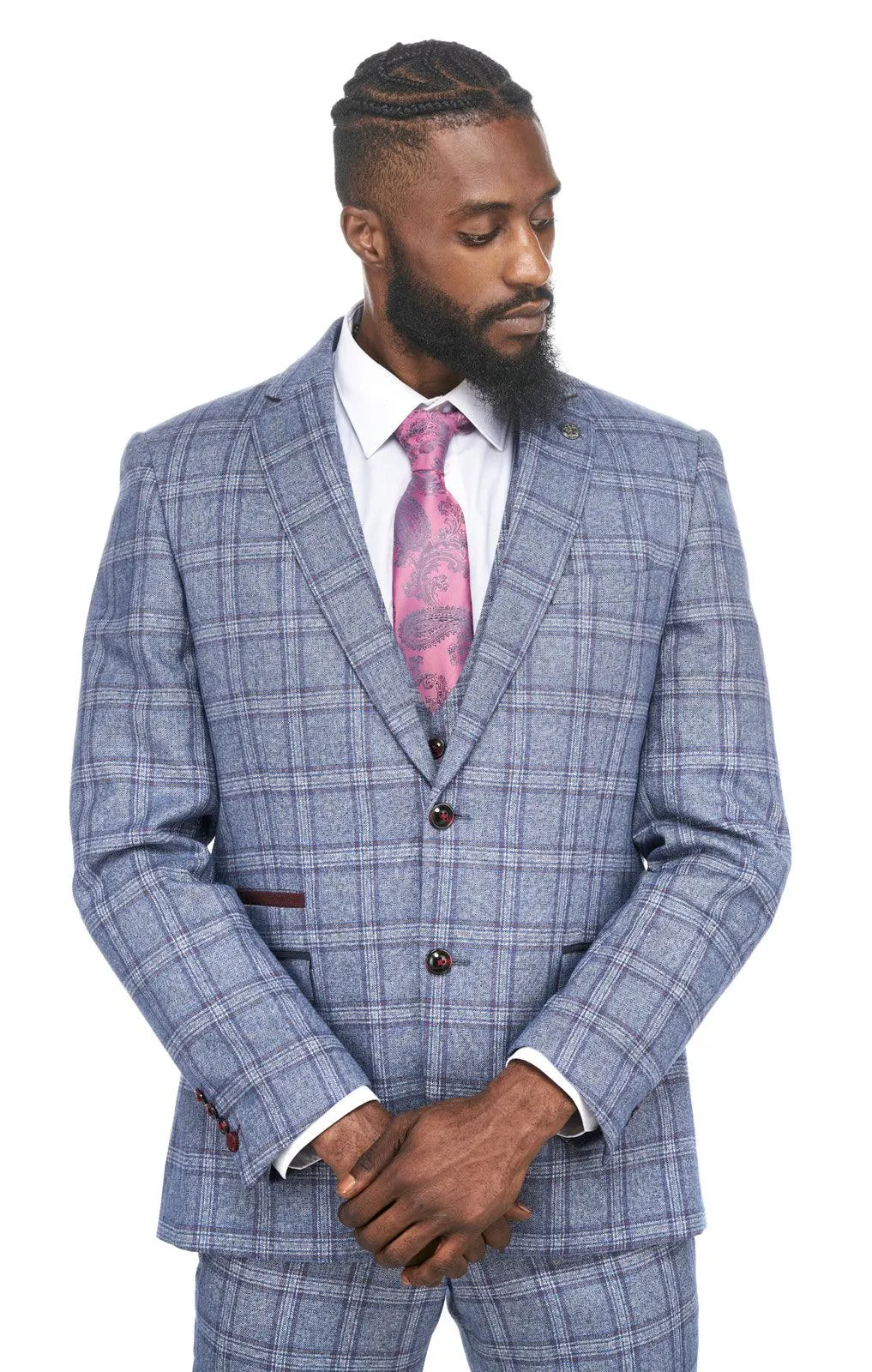 Abbott Blue Tweed Check Three Piece Suit | Wedding Suit | Party Wear | Office Wear | Check suit