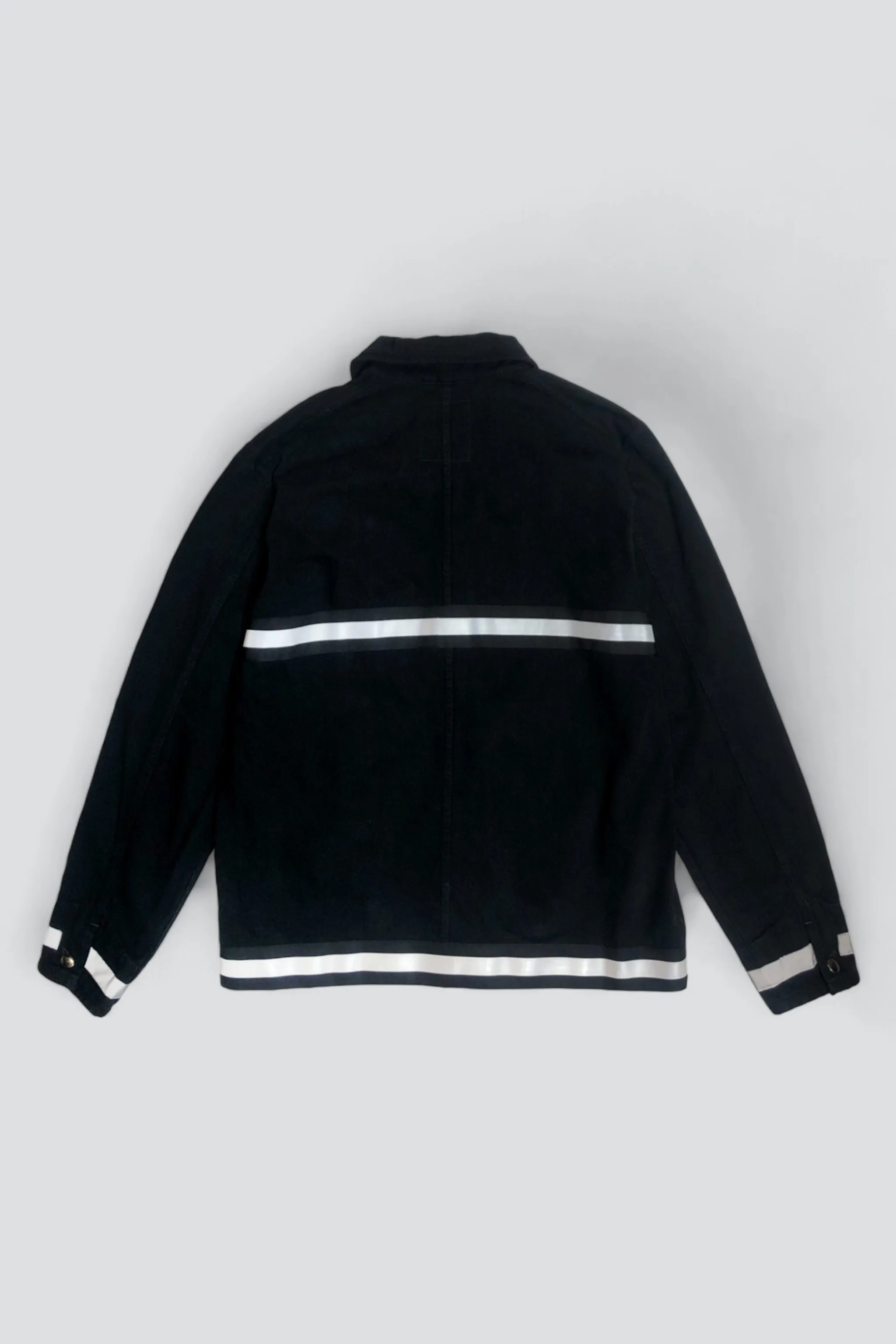 Black Railroad Denim Reflector Fireman Field Coat