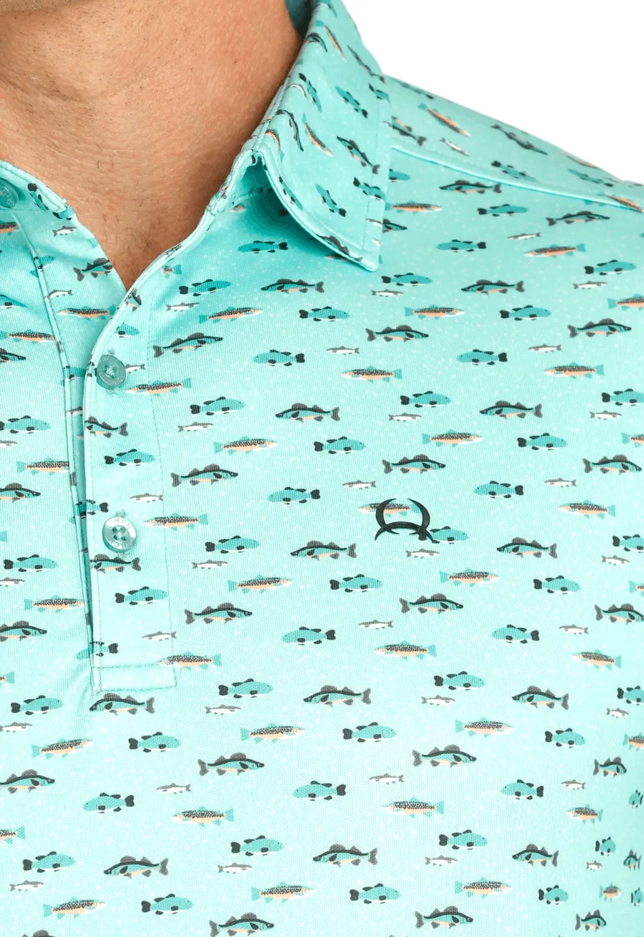 Cinch Men's ArenaFlex Turquoise Fish Polo Shirt MTK1863039