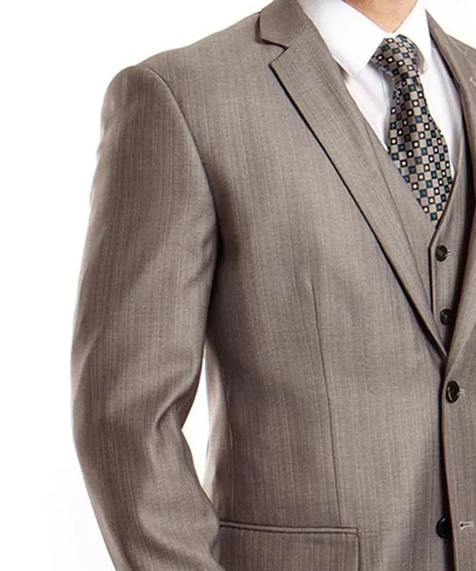 Classic Solid Textured Grey Suit with Vest