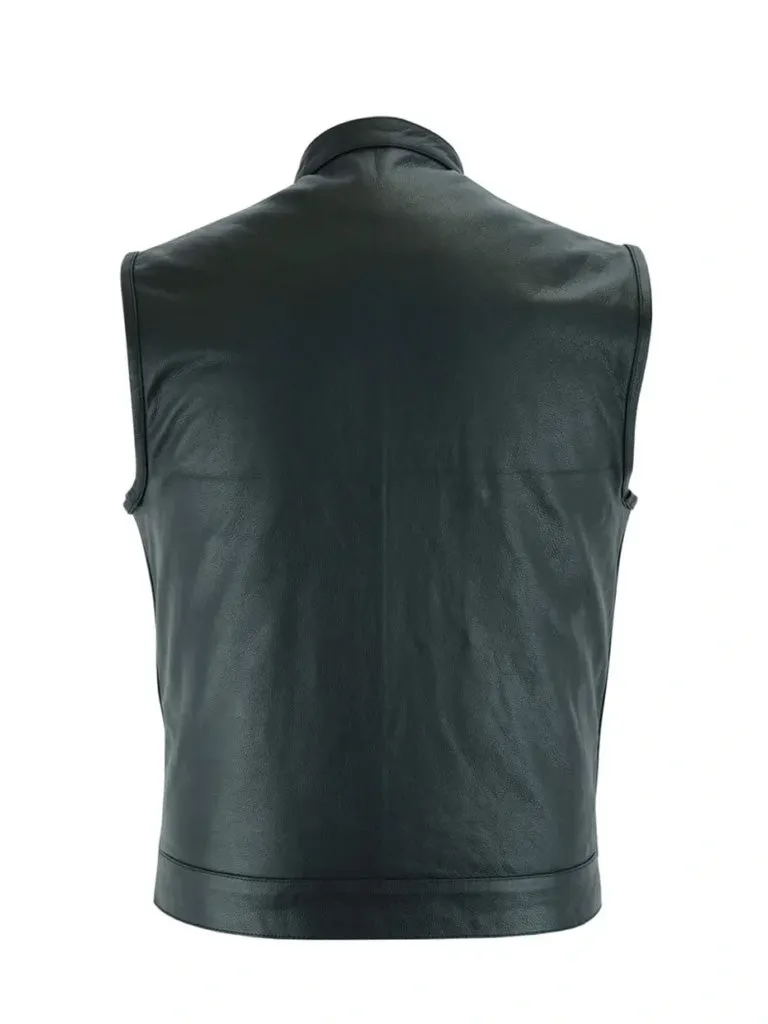 Club Style Black Genuine Leather Vest