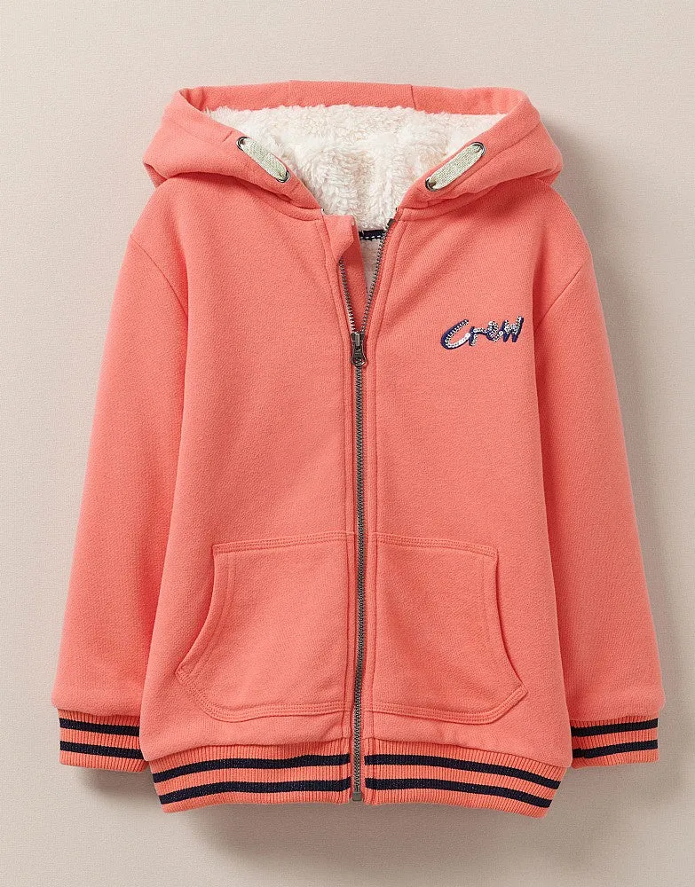 Crew Clothing Girls Zip Fleece Lining Teddy Hoody