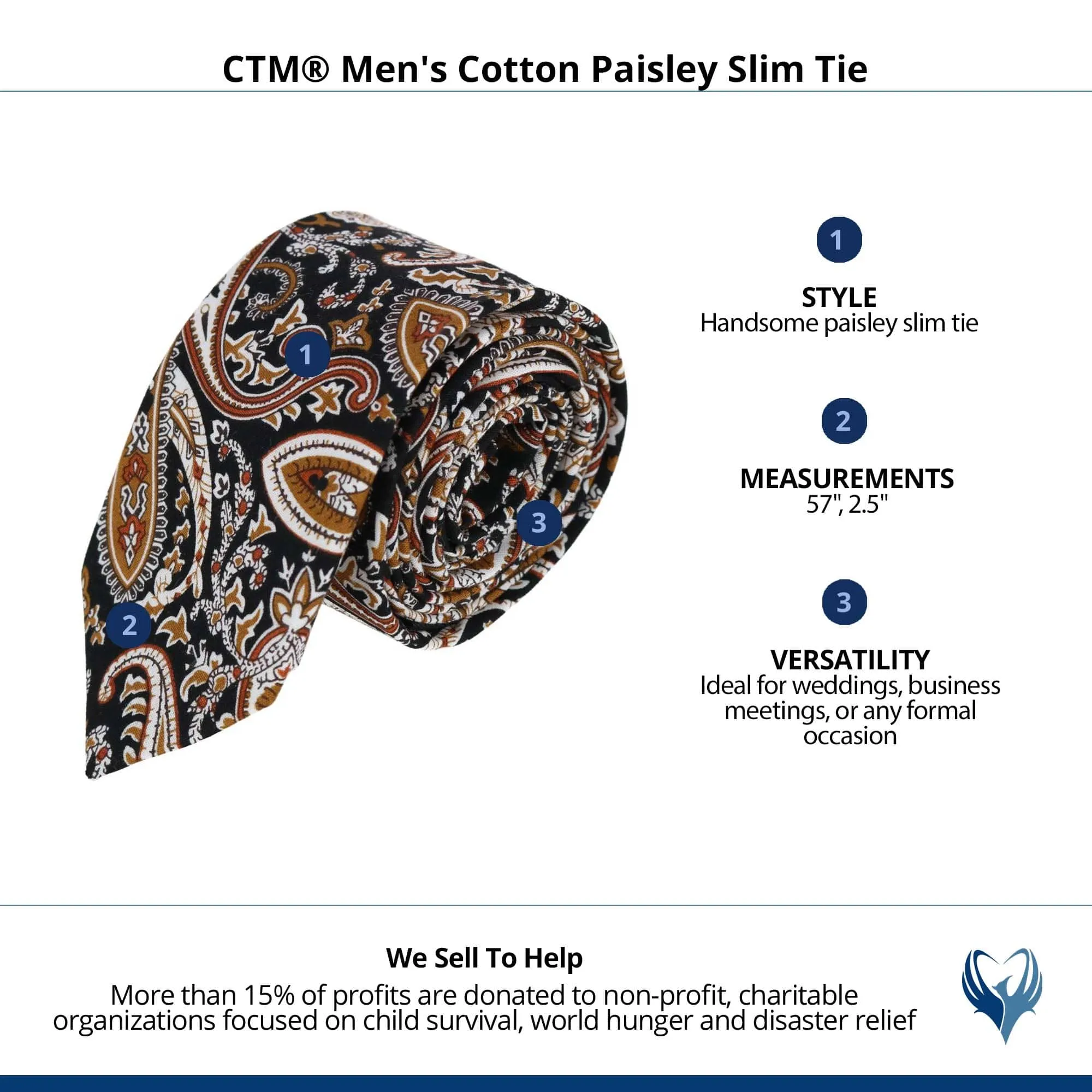 CTM® Men's Cotton Paisley Slim Tie