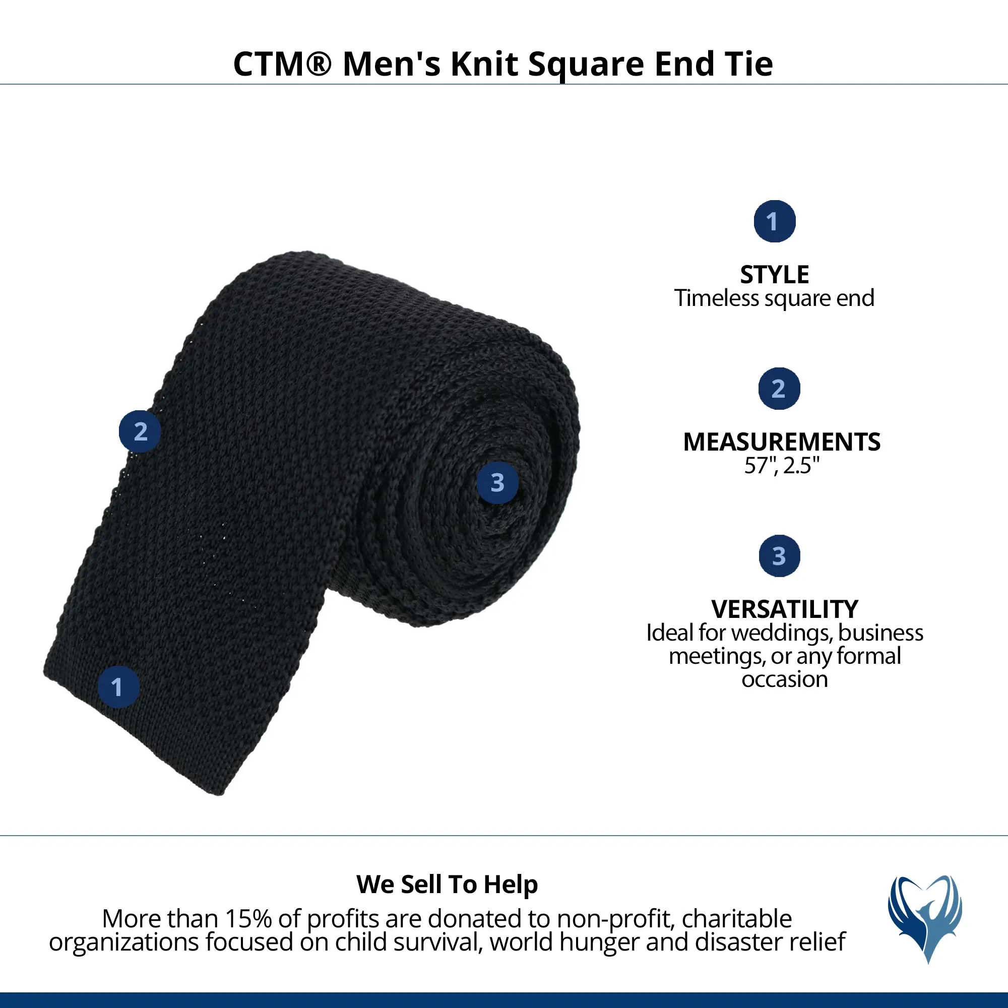 CTM® Men's Knit Square End Tie