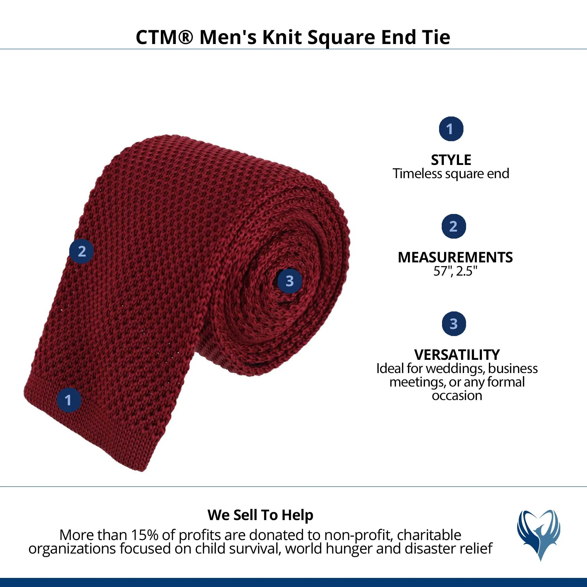 CTM® Men's Knit Square End Tie