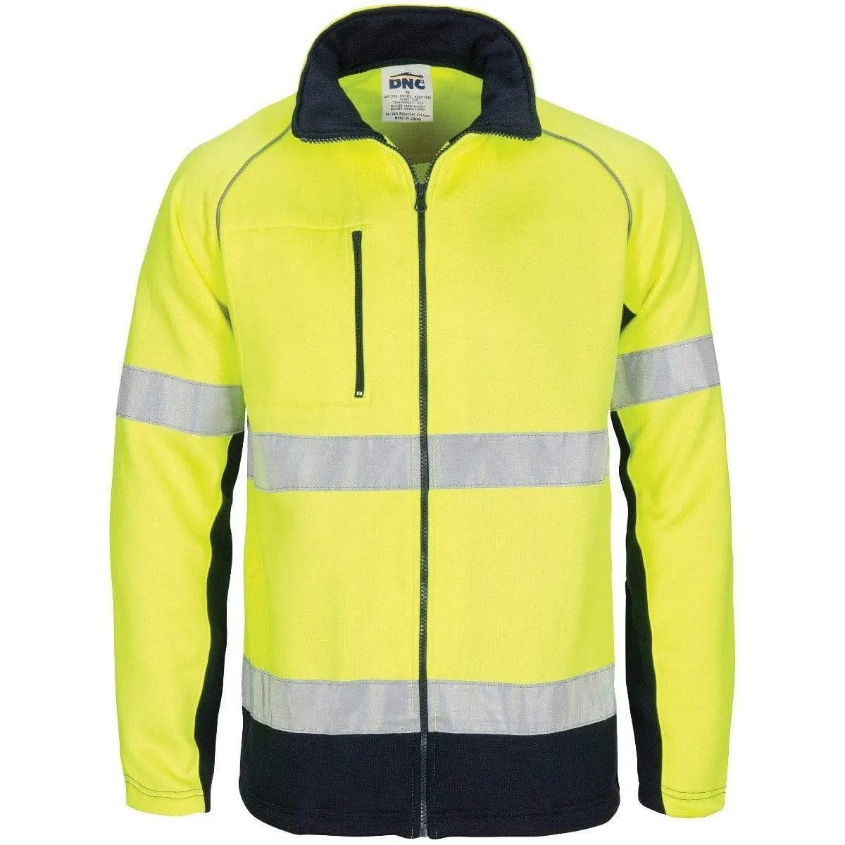 Dnc Workwear Hi-vis 2 Tone Full Zip Fleecy Sweatshirt Csr R/tape - 3726