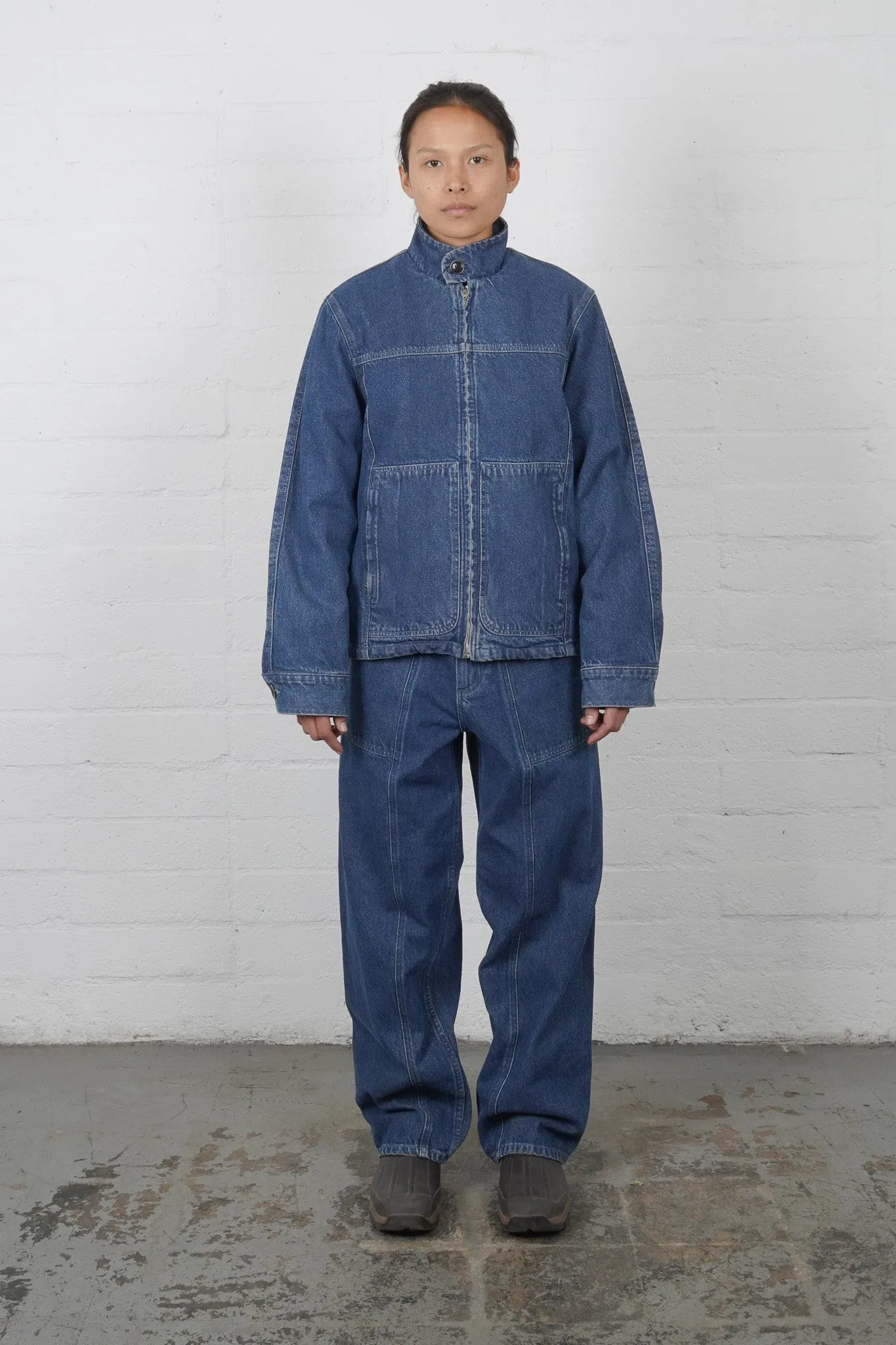 Front Seam Zip Up - Denim