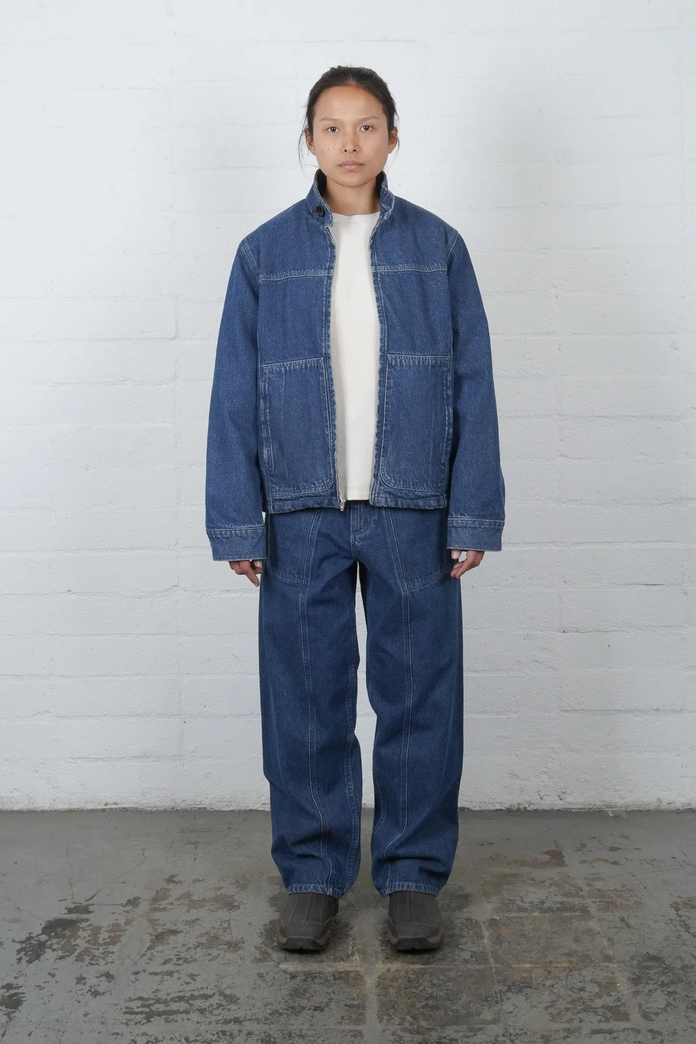 Front Seam Zip Up - Denim