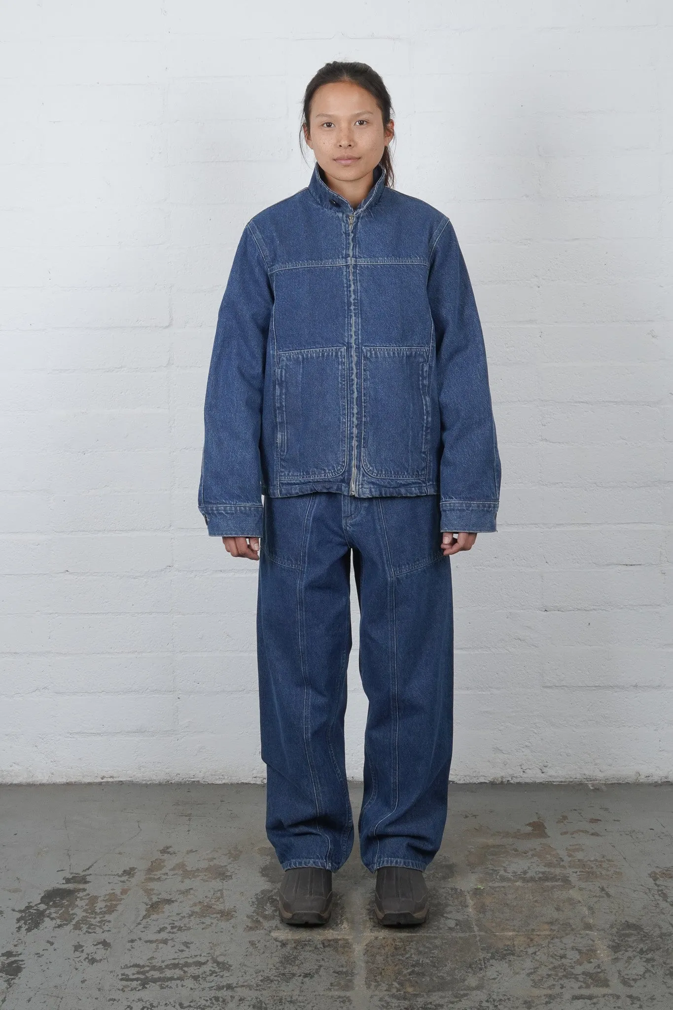 Front Seam Zip Up - Denim