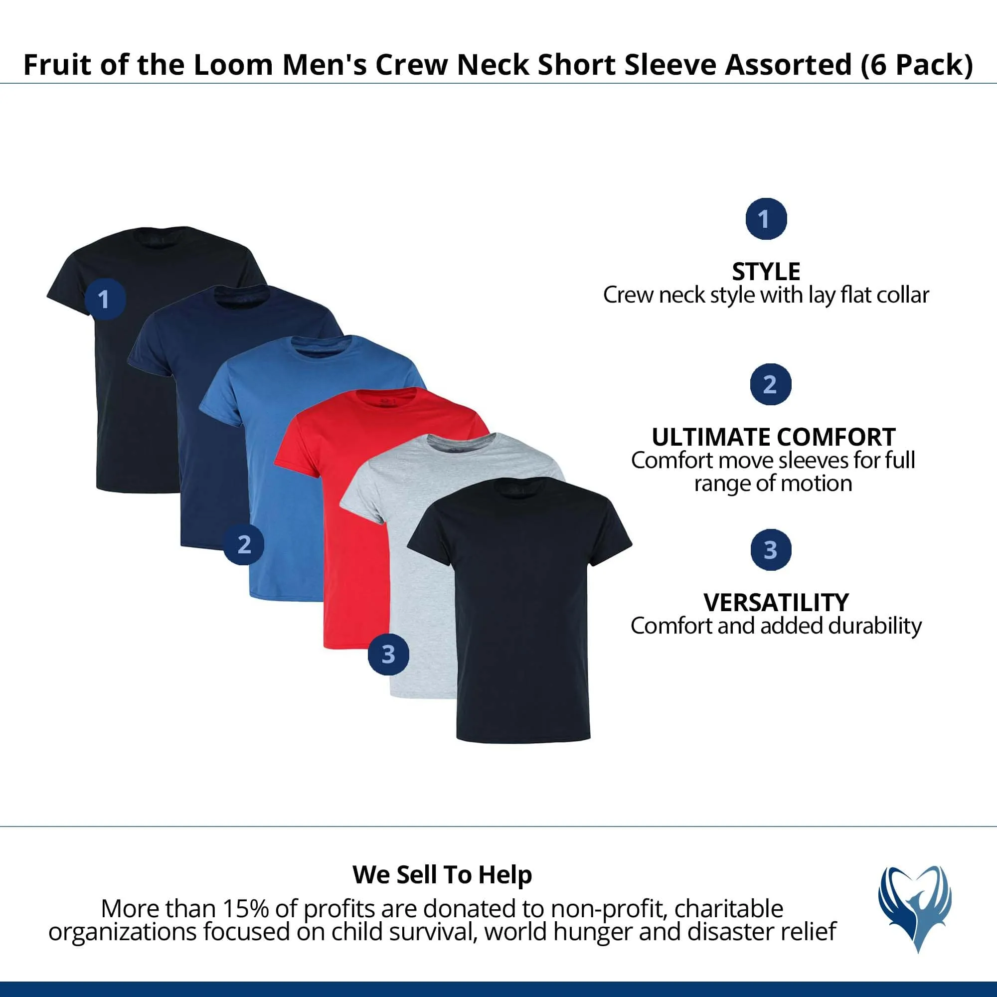 Fruit of the Loom Men's Crew Neck Short Sleeve Assorted (6 Pack)