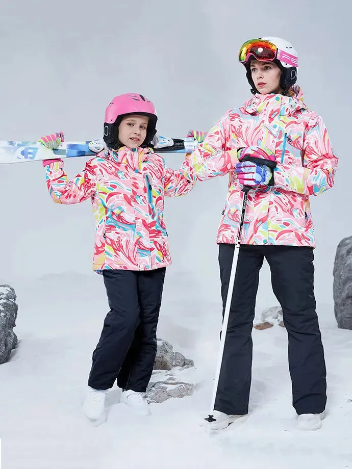 Girls Thicken Warm Snowsuit Hooded Ski Jacket Pants 2 Pcs Set