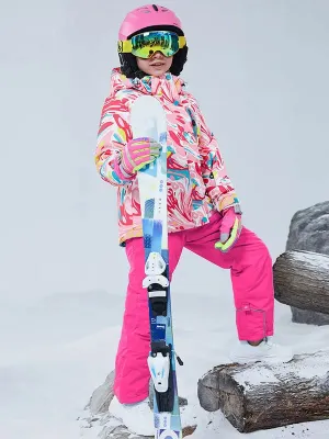 Girls Thicken Warm Snowsuit Hooded Ski Jacket Pants 2 Pcs Set