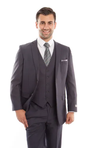 Gray 3-PC Slim Fit Stretch Suits For Men