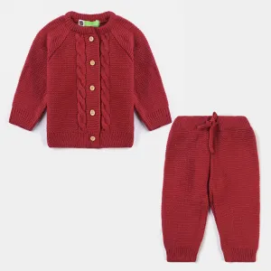 Infant Girls Sweater knit 2PC Suit Celtic Cable-Red