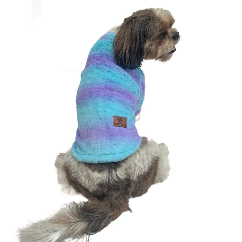 Pawgypets Fur Sweater for Dogs and Cats (Blue/Purple)