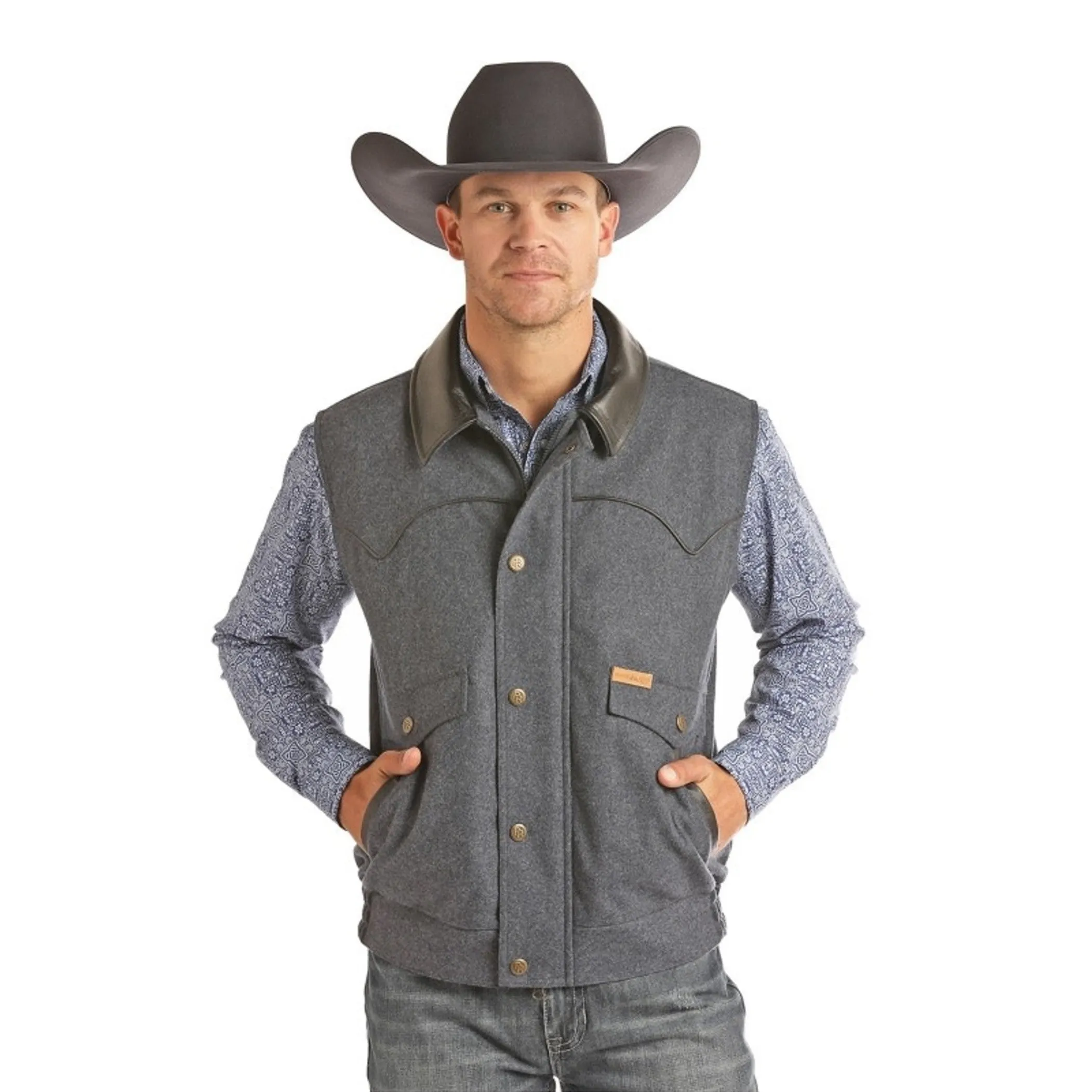 Powder River Men's Heather Holbrook Charcoal Vest 98-5619-02