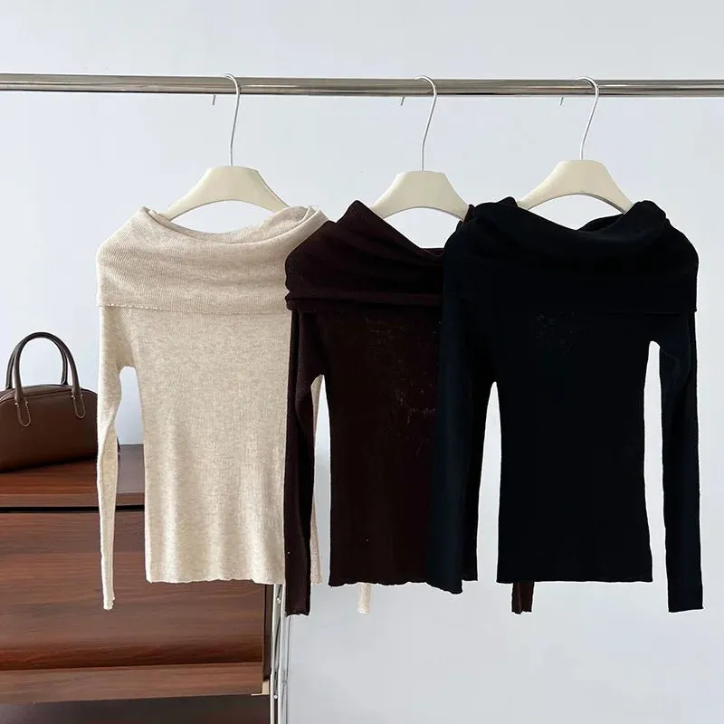 Pre Order:  Slash Neck Knit Sweater