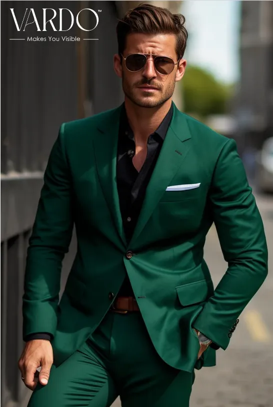 Premium Emerald Green Two Piece Suit for Men - Stylish Wedding & Formal Attire - Tailored Suit - The Rising Sun store, Vardo