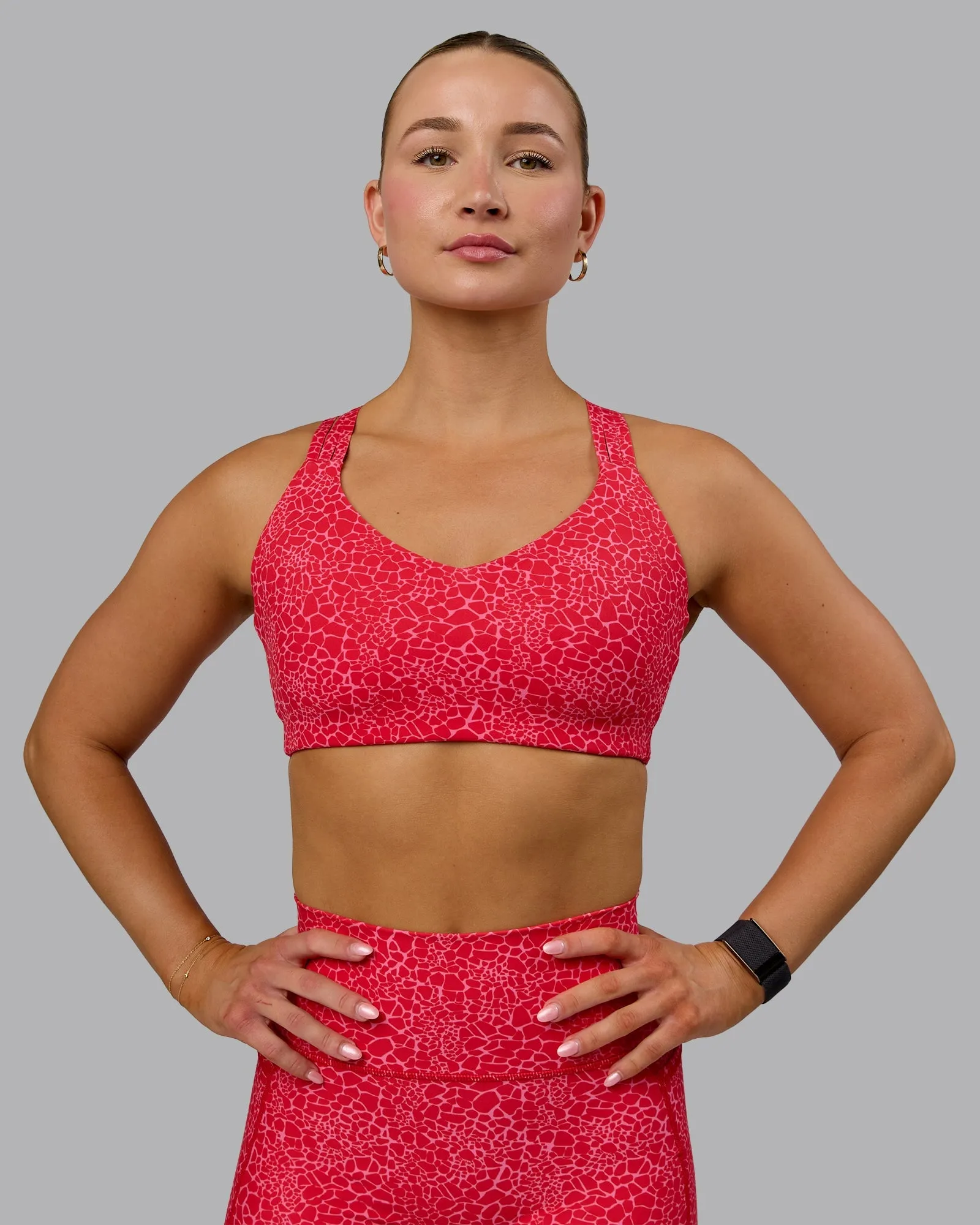 Push The Limit Sports Bra - Red Vitality Print