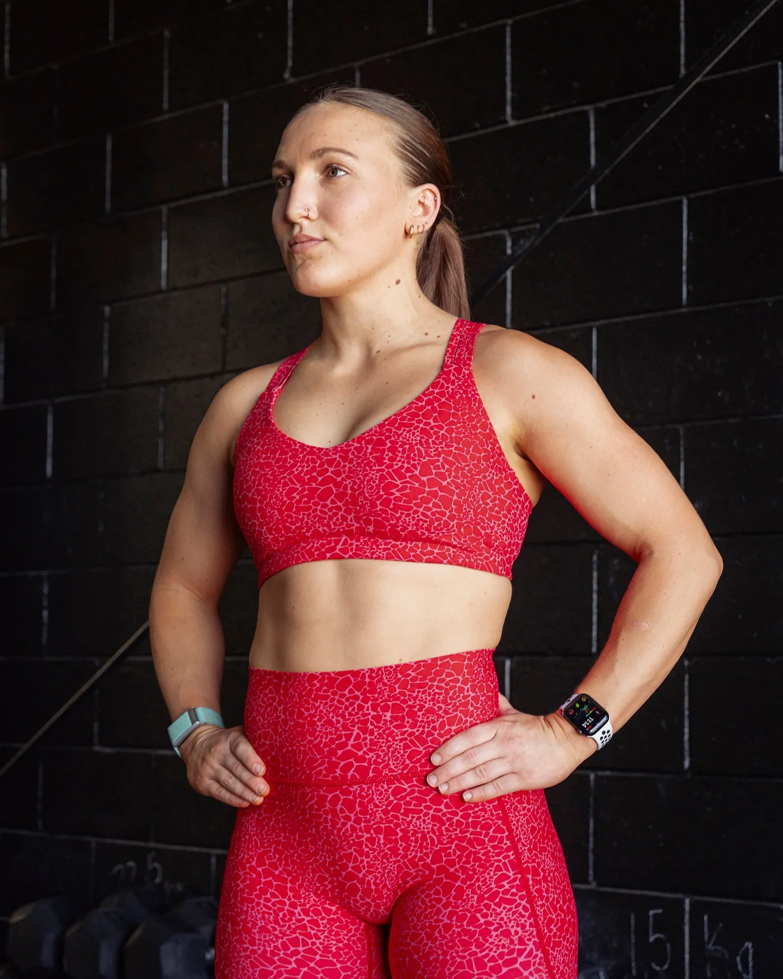 Push The Limit Sports Bra - Red Vitality Print