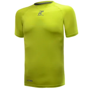 RunFlyte Men's Contour Stitch Short Sleeve Compression T-Shirt Neon Green/Grey