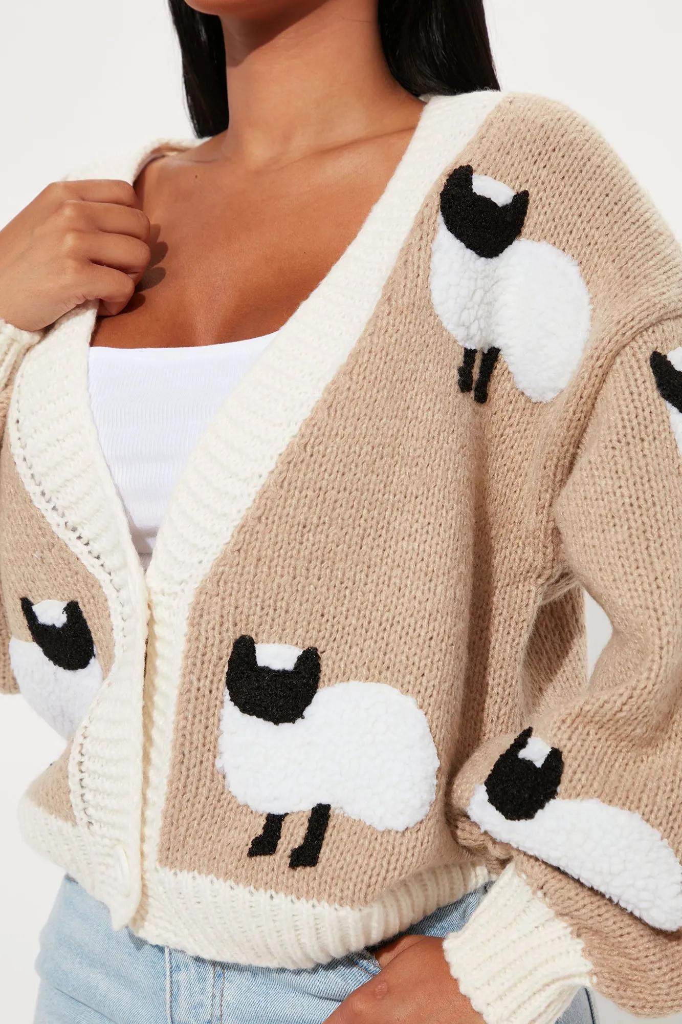 Sheep Thrills Chunky Knit Cardigan - Taupe