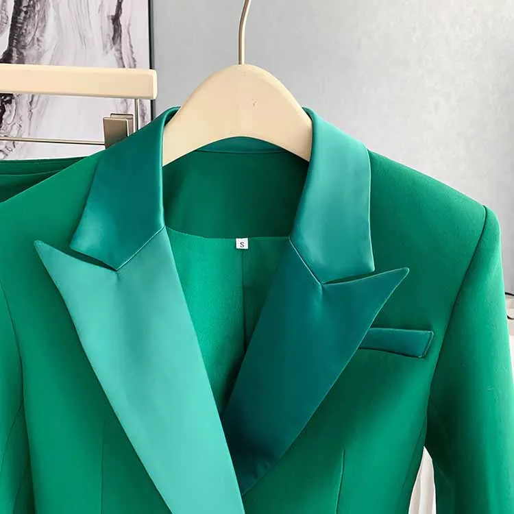 Women 2 Pieces Pantsuits Green Event Suits Formal Slim Suits