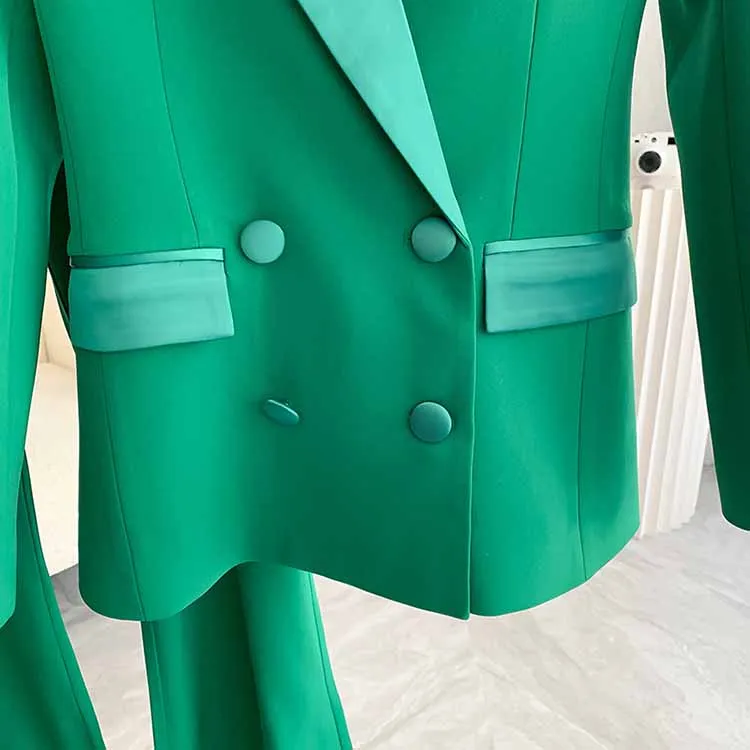 Women 2 Pieces Pantsuits Green Event Suits Formal Slim Suits