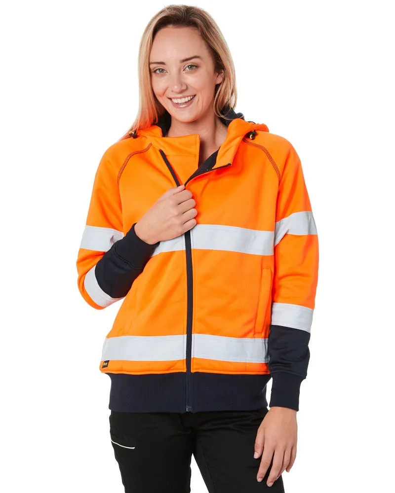 Womens Taped Hi Vis Fleece Hoodie - Orange