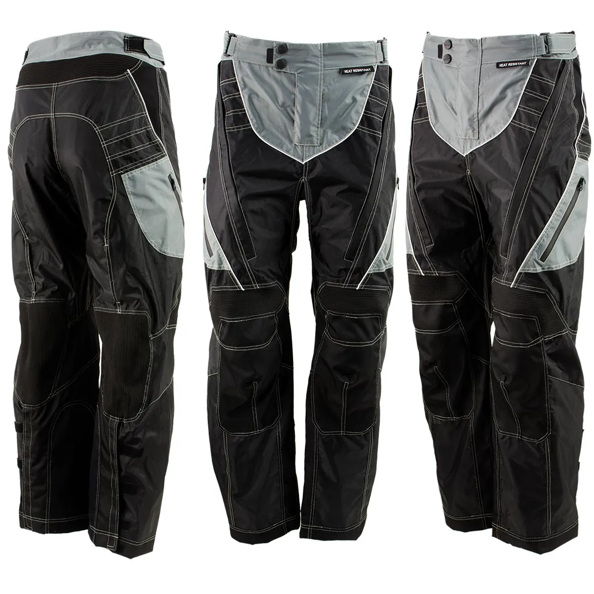 Xelement B4402 Men's Advanced Black and Grey Advanced X-Armored Tri-Tex Fabric Motorcycle Pants